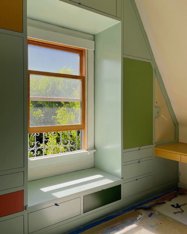 We’re back at our Rayburn House project with some progress photos from the upper floor.

The bed that we designed for the kid’s room was something we were excited to see installed. We wanted it to feel fantastical, but not overly cutesy or precious. A lot of its language was inspired by classical architectural detailing, and we imagined what it might look painted all black or some other more “grown” color as its inhabitant grows older. We also made the platform large enough to hold a larger mattress down the road if needed. The room itself has a generous enough amount of floor space for playing, and we provided additional surfaces for different seating and activity options.

The other rooms highlight wallpapers from some of our favorite folks - @wmorrisandco trailing up the stairs from the entry, @marthearmitageprints in the primary bedroom, and @zakandfox in the cozy office space. It’s always an exciting time on a project when wallpaper goes in! You can also see Rich Bauer of PaperFace, doing his thing. Rich is one of those folks in our Rolodex that we almost hate to give out of pure selfishness, but…5 stars, would recommend!

All right, you get a relatively short caption from me today, if only because I know what we aren’t sharing yet from this house. Good things are coming. Until then!

Interior Architecture & Design: @landedinteriors 
Project Team: @heathermenegat, @rebeccamullerdesigns, Luna Sibai, & Tiffany Kim
Construction: @cook_construction_sf