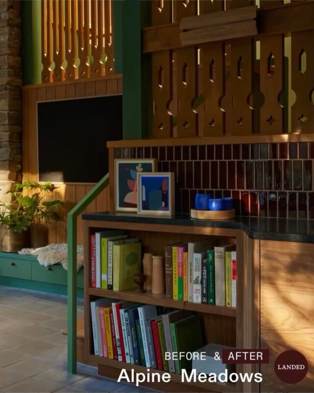 How’s everyone feeling this Monday? We’ve got some more before & after photos from our Alpine Meadows project to help you ease into the week.

We loved this home’s split-level layout, but a row of full height cabinetry was overly disconnecting the spaces. In response, we created a low height curb with a custom slatted partition above. Next to the fireplace, we raised the curb to low height wall next to the fireplace, allowing mounting space for a television (and a credenza on the opposite side).

The partition at the kitchen was also detailed with a dividing beam that connects the green posts. These are partially there for architectural interest and structural integrity (they would have been *very* tall slats otherwise), but also to provide a landing spot for some @ravenhill__studio sconces. These sconces were designed in homage to Charlotte Perriand’s CP-1 sconce, including the adjustable fins, which allow for the orchestration of a lively mix of functional and atmospheric lighting in the room.

The dining area connects the living room and the kitchen. Previously, the dining table floating in the middle of the room made more sense due to the kitchen’s layout (we’ll be sharing that transformation with you more fully, soon). However, with the revised layout we decided to scoot the table closer to the windows and add a banquette below, encouraging interaction with the landscape beyond.

We also angled our cabinetry back to allow for some shallow bookshelves closer to the stairs. It’s a great spot for cookbooks, and also allowed for a more gracious access point into the kitchen.

Art from some of our favorite folks is in this space. A pair of small works from @lenawolffstudio, by way of @sarahshepardgallery, sit above the cookbooks. And an @iamdrewbennett painting keeps company with an elegantly simple @fyrnstudio dining table surrounded by sleek (and comfortable!) leather chairs from @jimzivicdesign. 

Interior Architecture & Design: @landedinteriors 
Project Team: @heathermenegat & Tiffany Kim
Engineering: @mwatruckee
Construction: Casey Custom Builders
Photography: @yoshihiromakino 
Publication: @elledecor